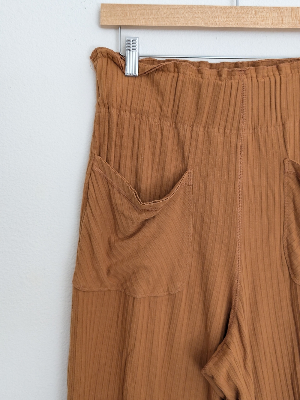 Free People Ribbed Wide-Leg Pants in Rust - Picture 2 of 7